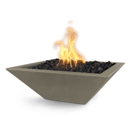 THE OUTDOOR PLUS 24 Square Maya Fire Bowl - GFRC Concrete - Ash - Low Voltage Electronic Ignition - Natural Gas OPT-24SFOE12V-ASH-NG